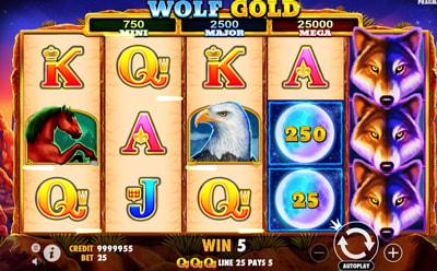 Tragamonedas Wolf Gold juego de Bonificación